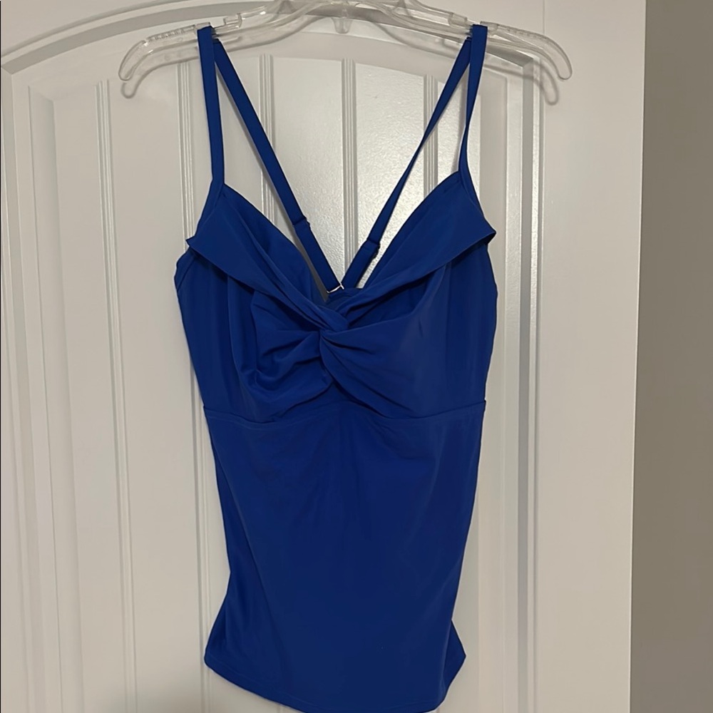 Athleta Blue Fitted Camisole Swim Top with Tie Front
